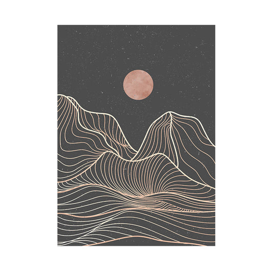 Quadro Decorativo Minimalista Lua Montanhas