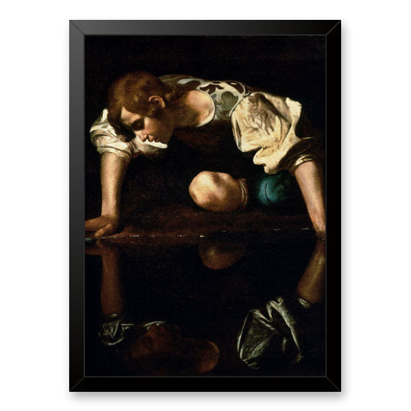 Quadro Decorativo Narciso Caravaggio Moldura Tradicional Preta