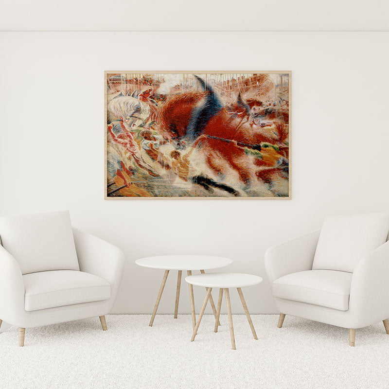 Quadro Decorativo O Despertar Da Cidade Pendurado em Parede Branca.