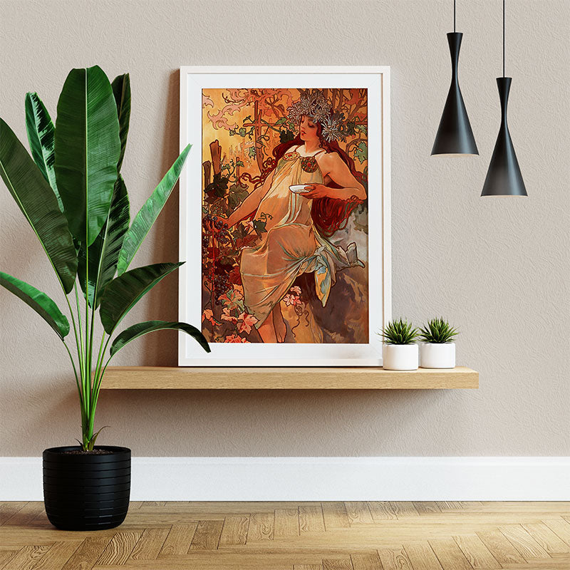 Quadro Decorativo Outono Pendurado ao Lado de Planta Verde
