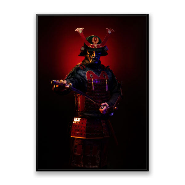 Quadro Decorativo Samurai Moldura Filete Preta