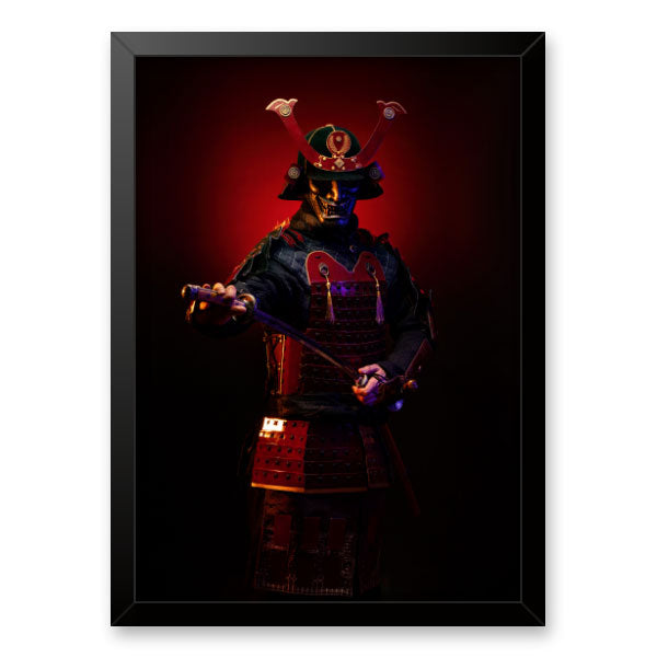 Quadro Decorativo Samurai Moldura Tradicional Preta