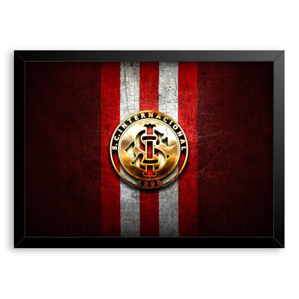 Quadro Decorativo Sport Club Internacional Moldura Tradicional Preta