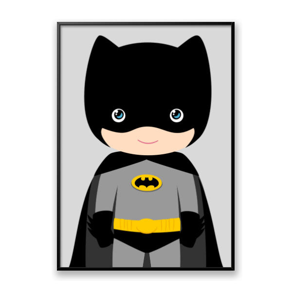 Quadro Decorativo Super Herói Infantil Batman Moldura Filete Preta