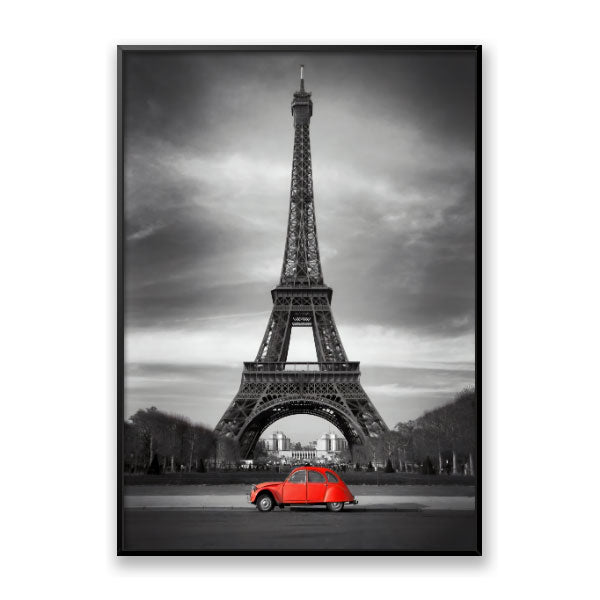 Quadro Decorativo Torre Eiffel Moldura Filete Preta