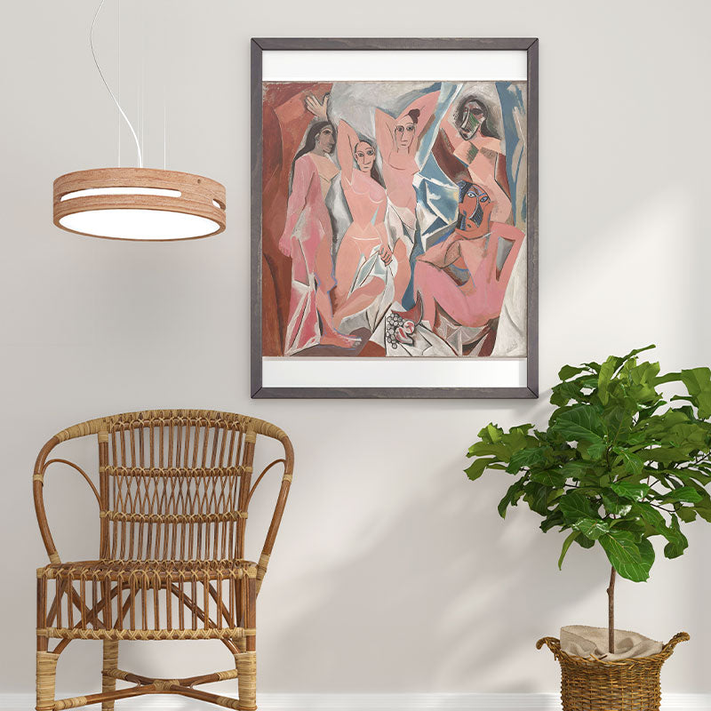 Quadro Les Demoiselles d'Avignon  Pendurado Acima de Planta Verde.